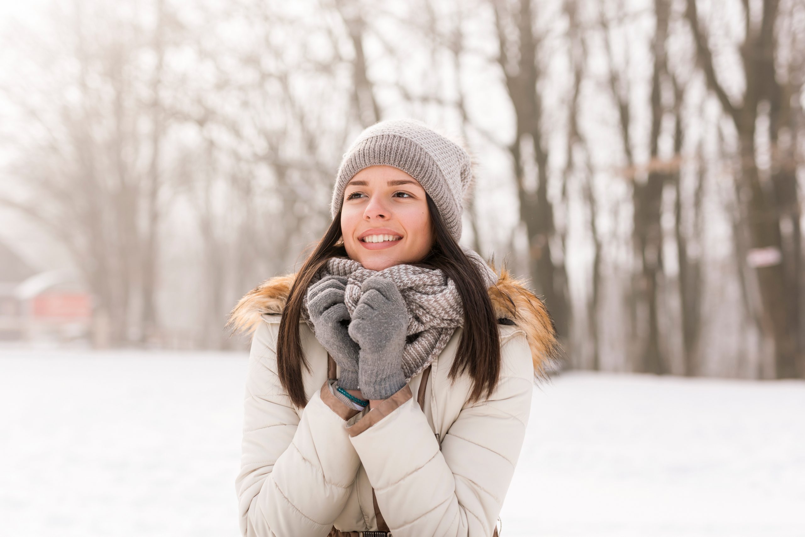 Beautiful girl in the snow