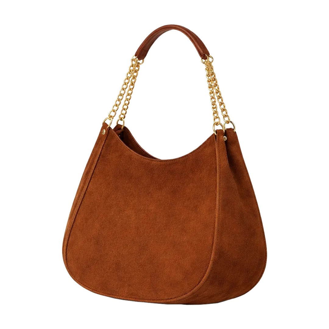 Cartera de cuero camuzado ambar