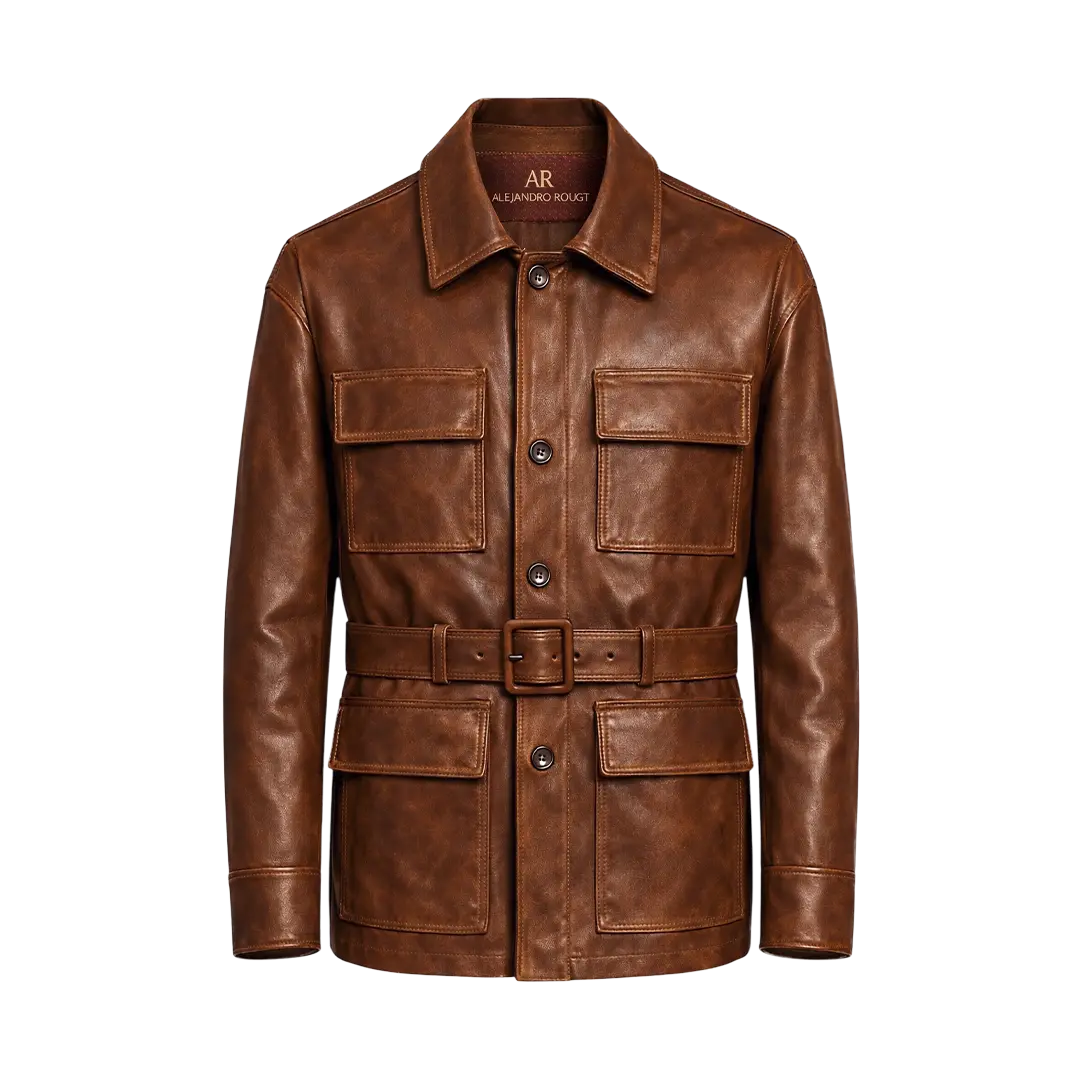 Chaqueta de cuero liso regente